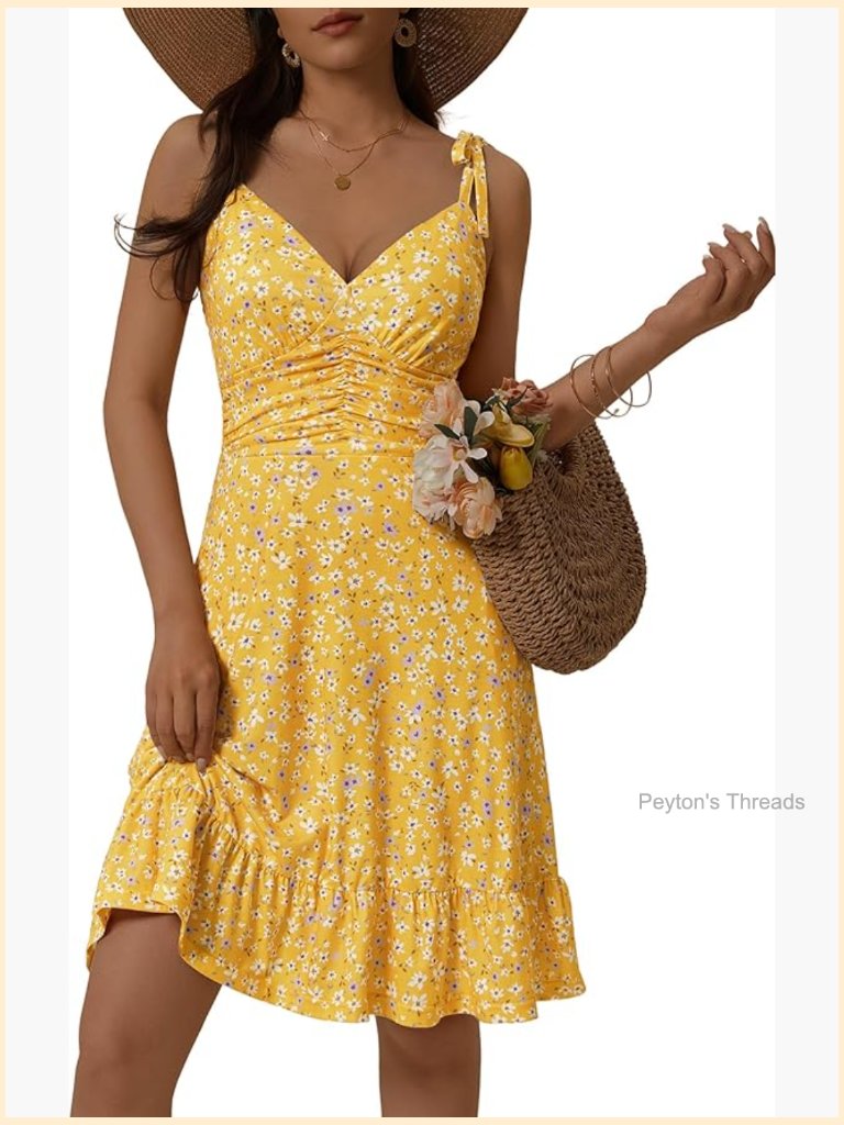 Women's Sleeveless V-Neck Mini Dress With Pockets Adjustable Spaghetti Straps